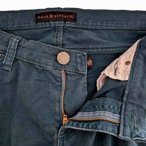 Rock & Republic Prowler Teal Cargo Jeans Womens Size 10 Ankle Length Stretch - Picture 6 of 10